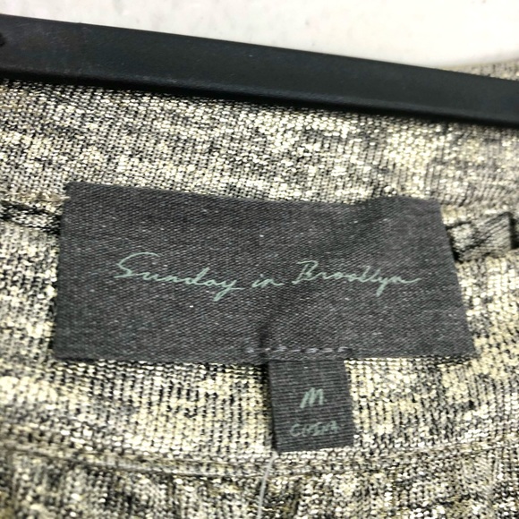 NWT Anthropologie Sunday in Brooklyn Metallic Gold Tiered Blouse - Picture 4 of 8